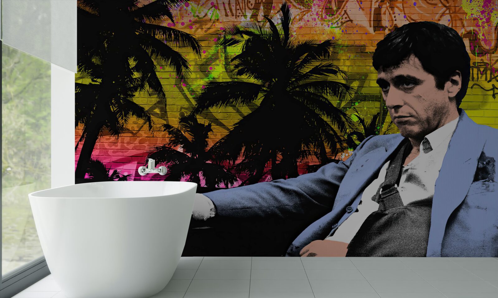 Fotobehang een verdrietige man zat aan een tafel