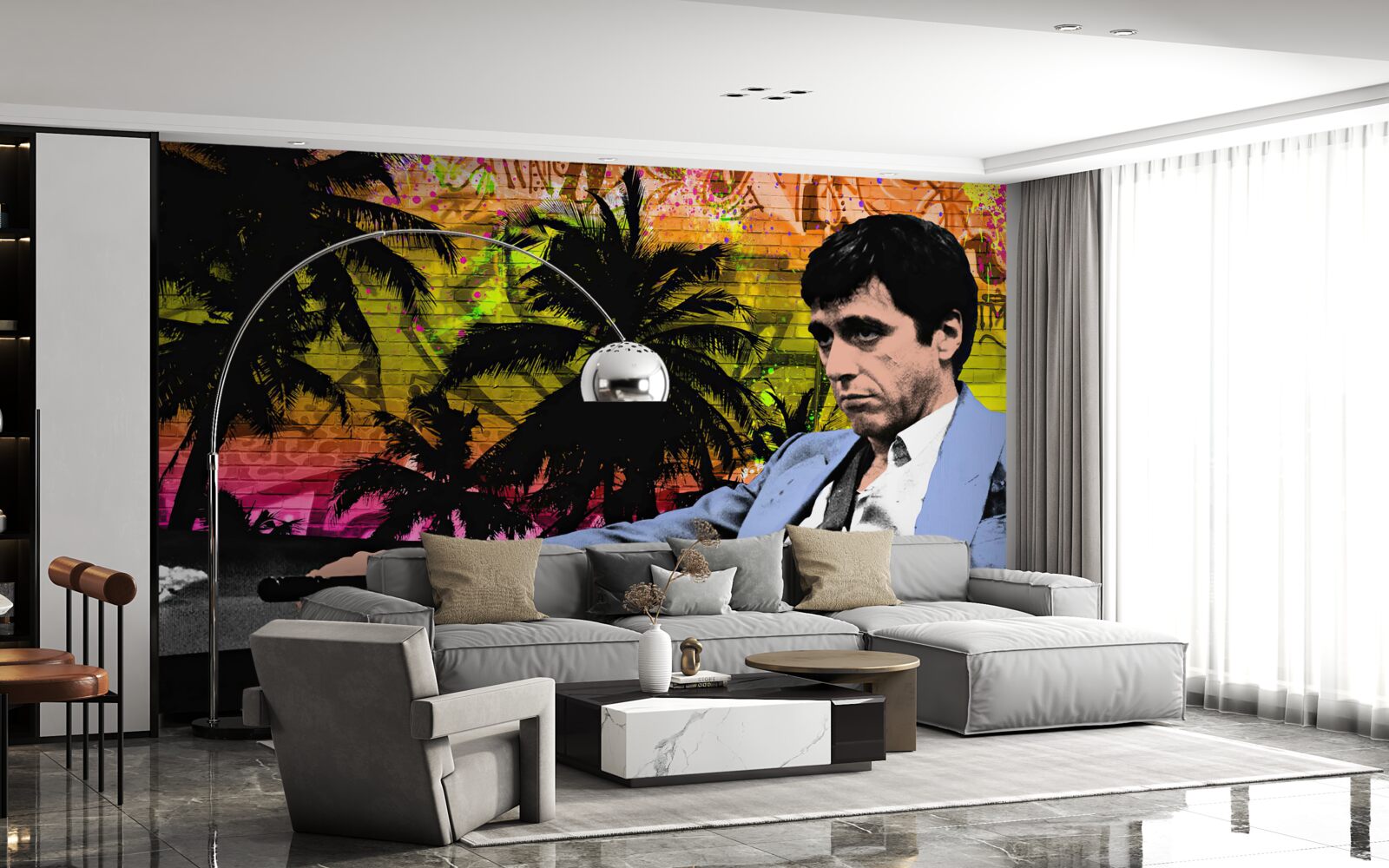 Fotobehang een verdrietige man zat aan een tafel