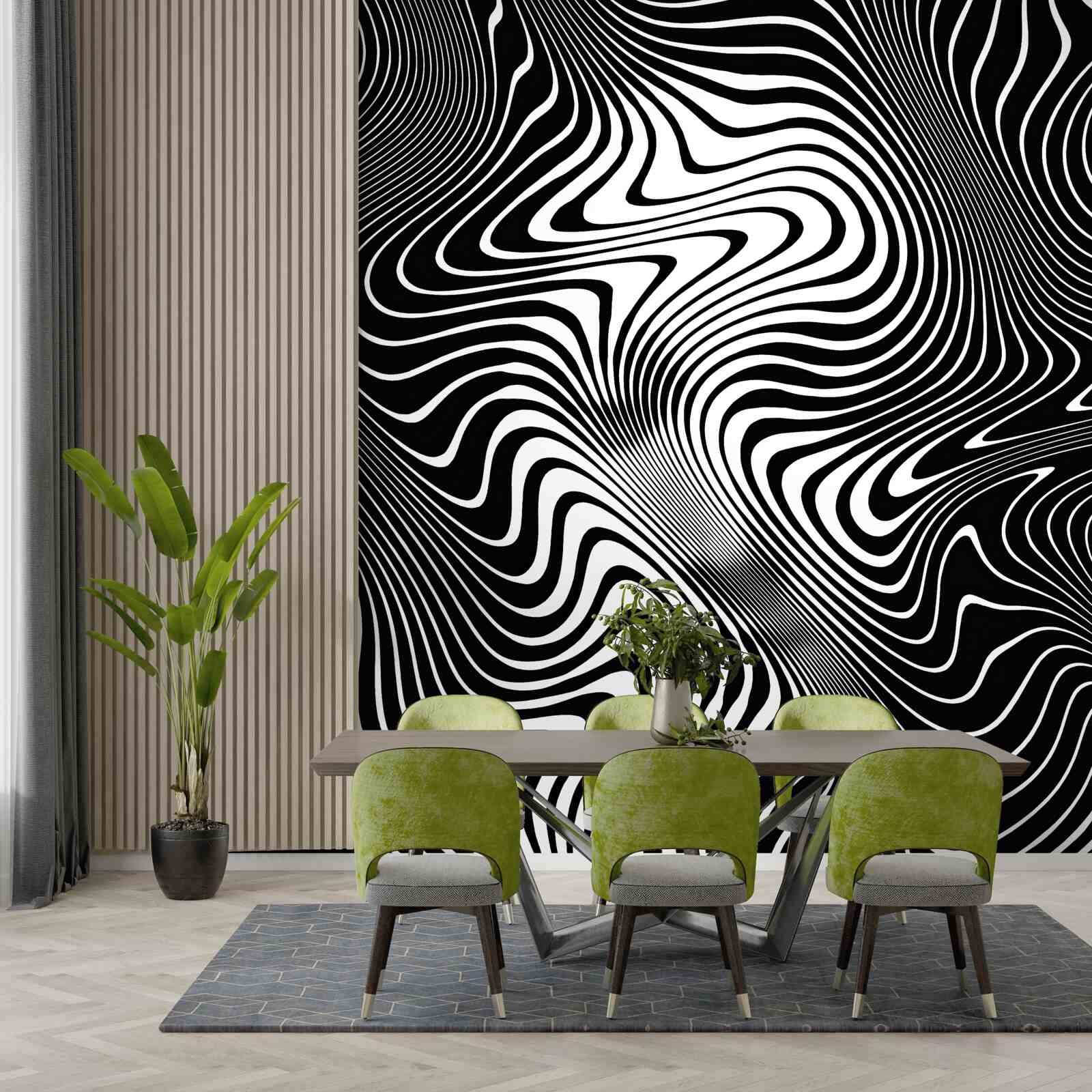 Fotobehang beeld van een meisje met abstracte contouren