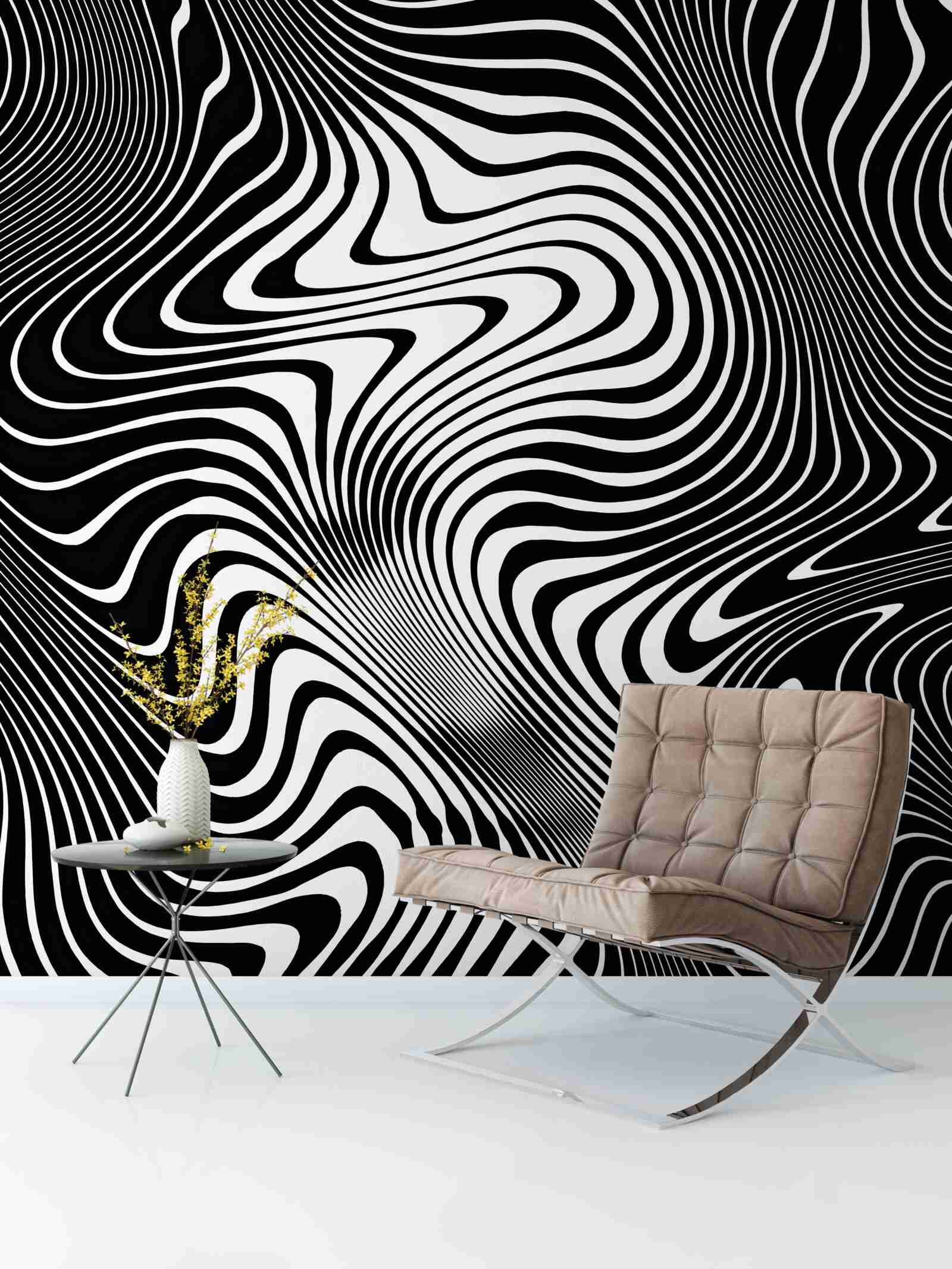 Fotobehang beeld van een meisje met abstracte contouren