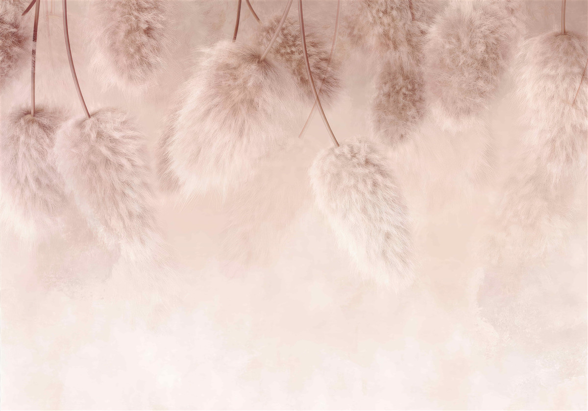 Fotobehang gedroogde bloemen op roze achtergrond