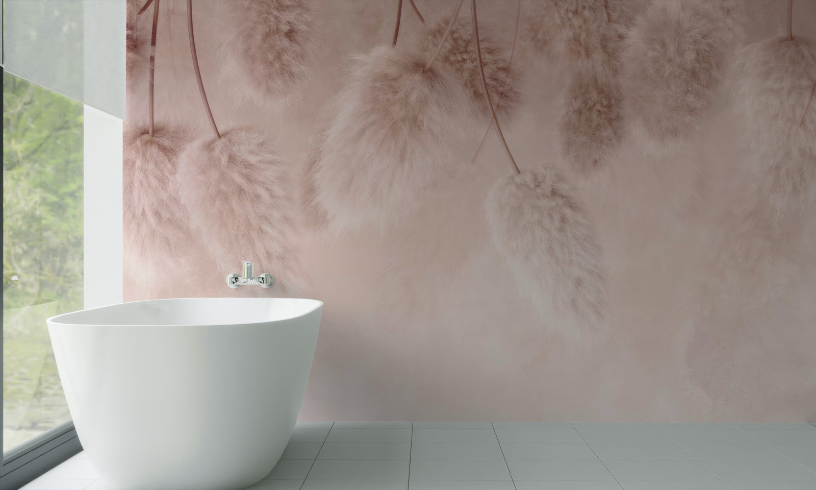 Fotobehang gedroogde bloemen op roze achtergrond