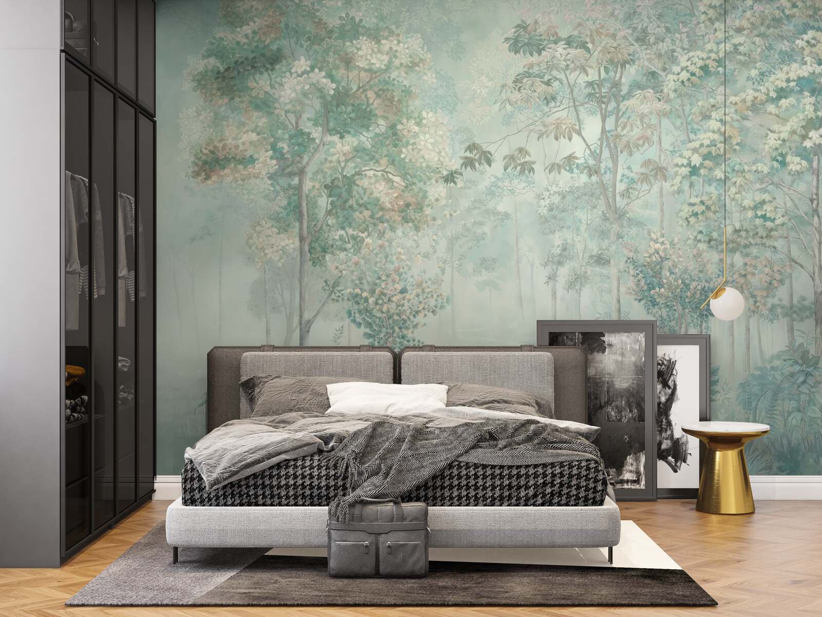 Fotobehang mysterieus bos gehuld in mist