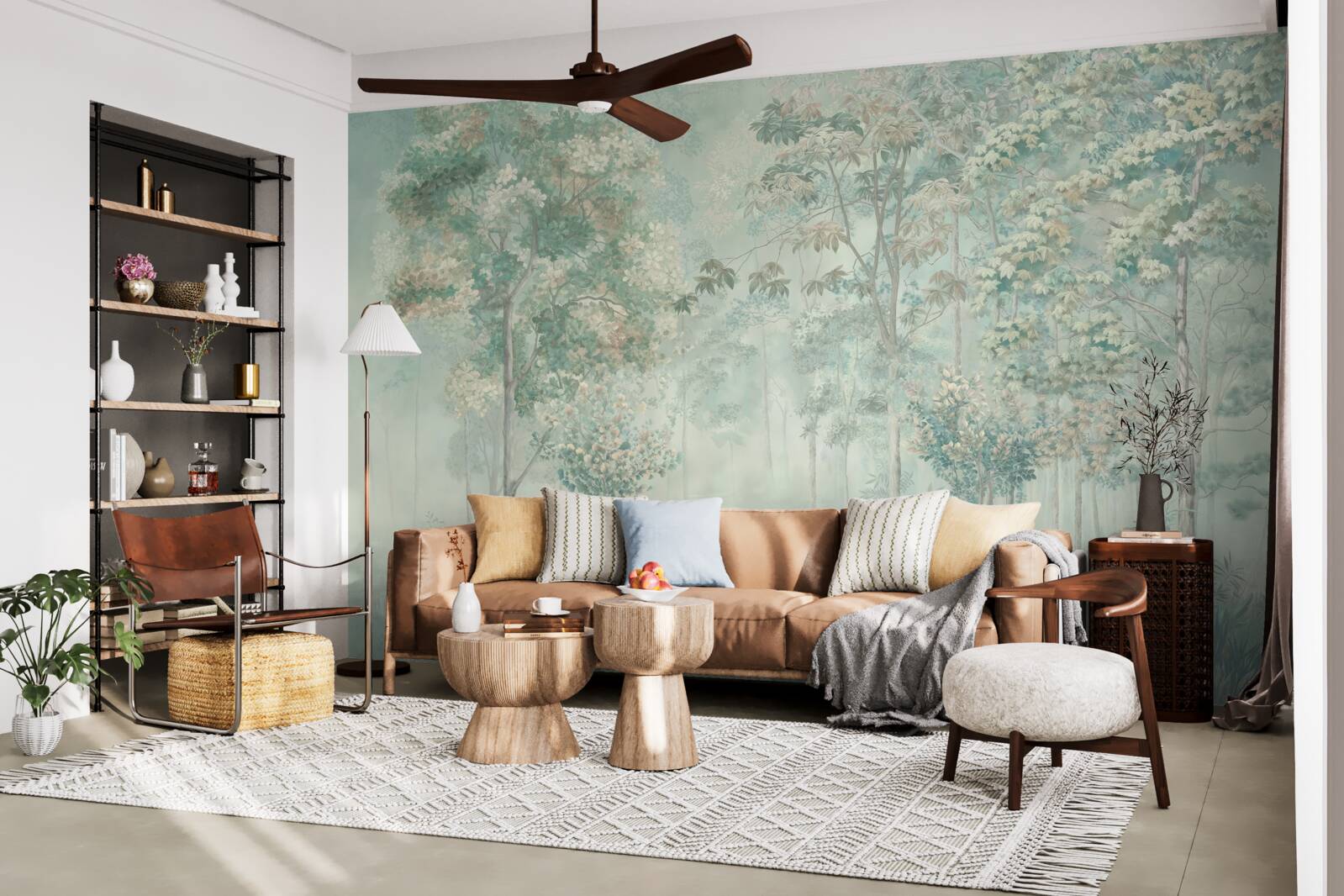 Fotobehang mysterieus bos gehuld in mist