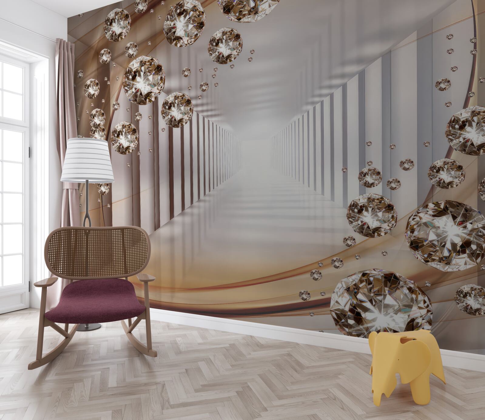 Fotobehang juwelen op de achtergrond van de passage