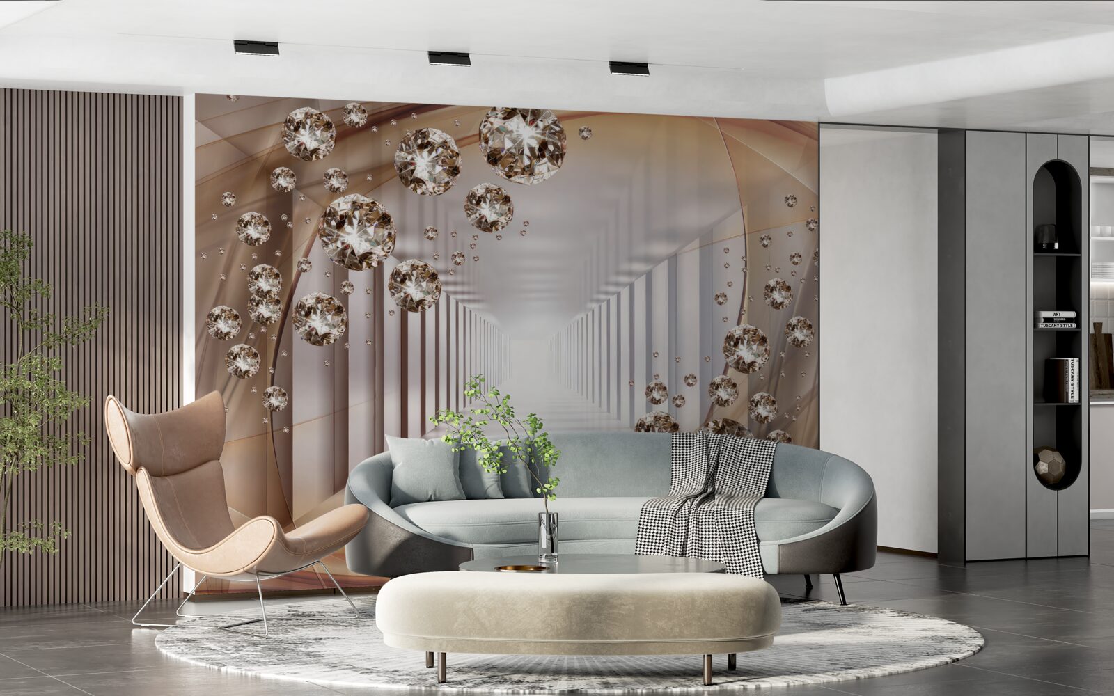 Fotobehang juwelen op de achtergrond van de passage