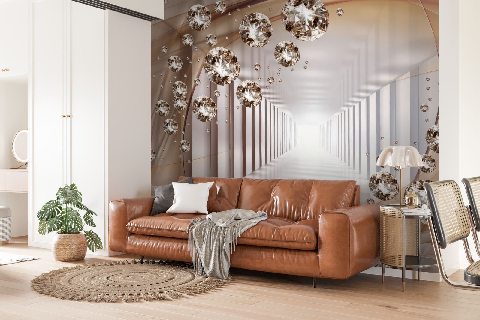 Fotobehang juwelen op de achtergrond van de passage