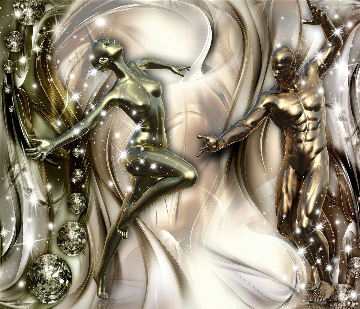 Fotobehang dansend paar vol passie