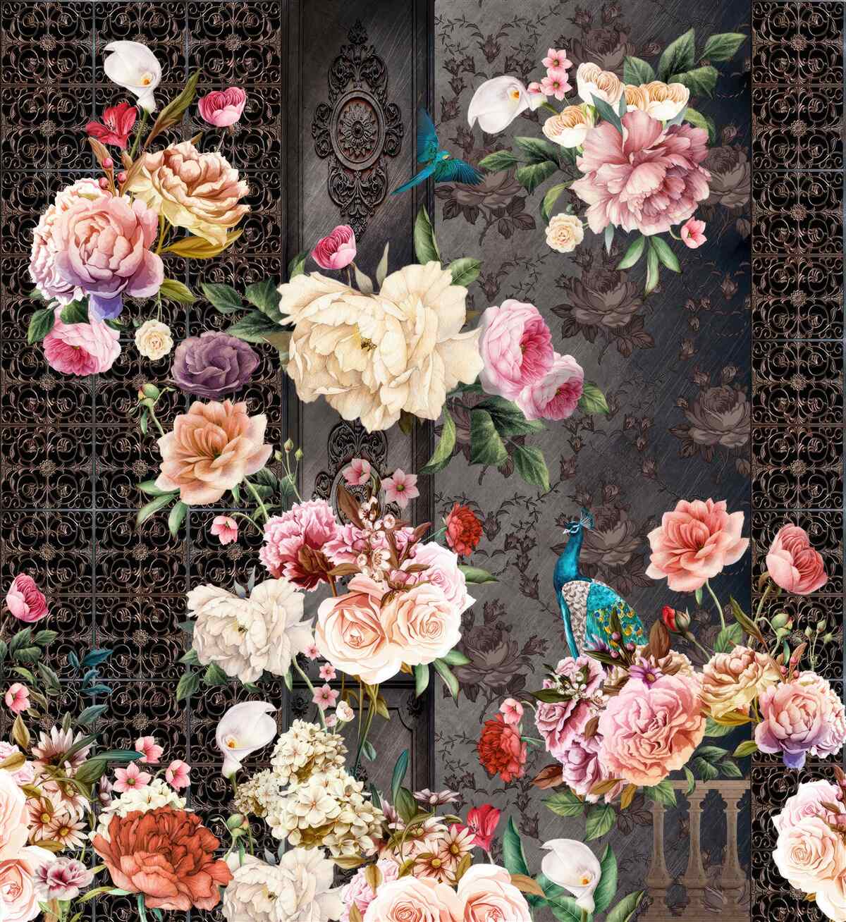 Fotobehang veel prachtige bloemen