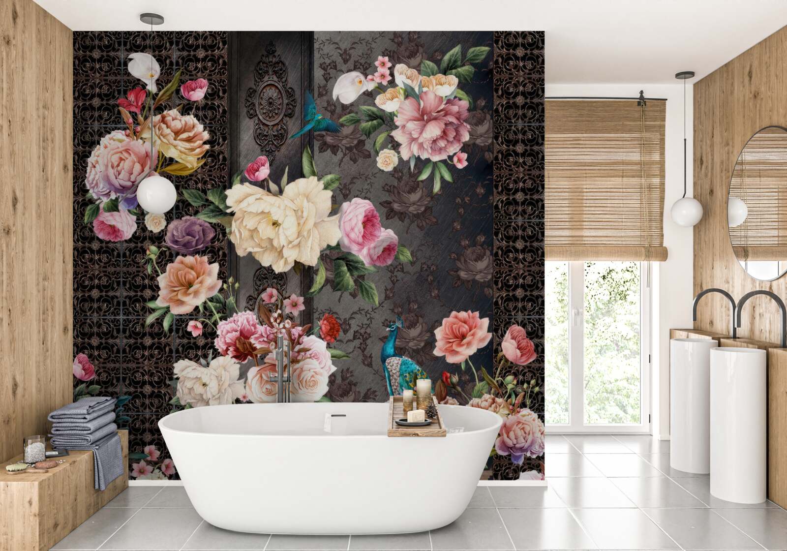 Fotobehang veel prachtige bloemen