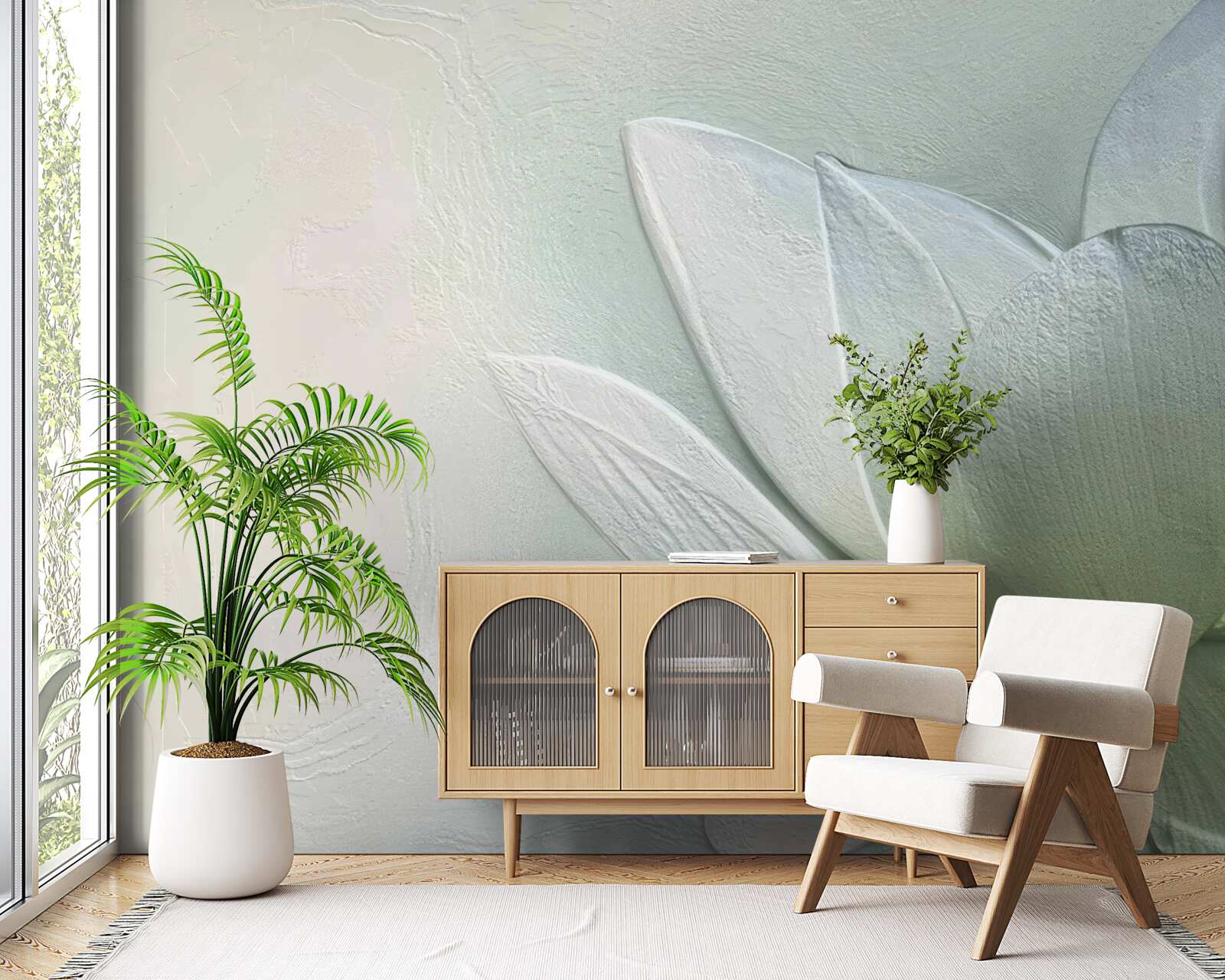 Fotobehang majestueuze en verbluffende sneeuwwitte bloem