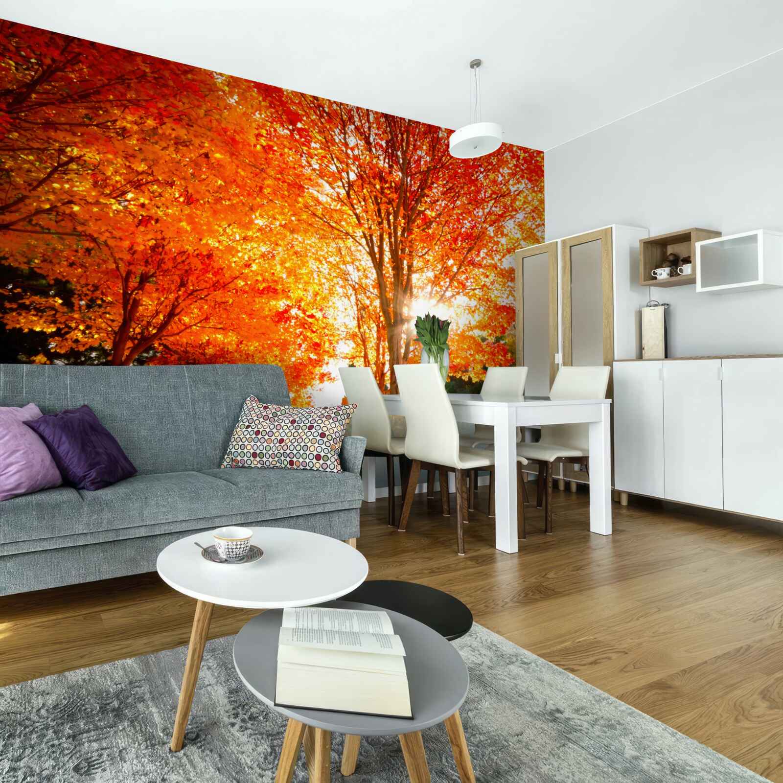 Fotobehang bos vol herfstkleuren