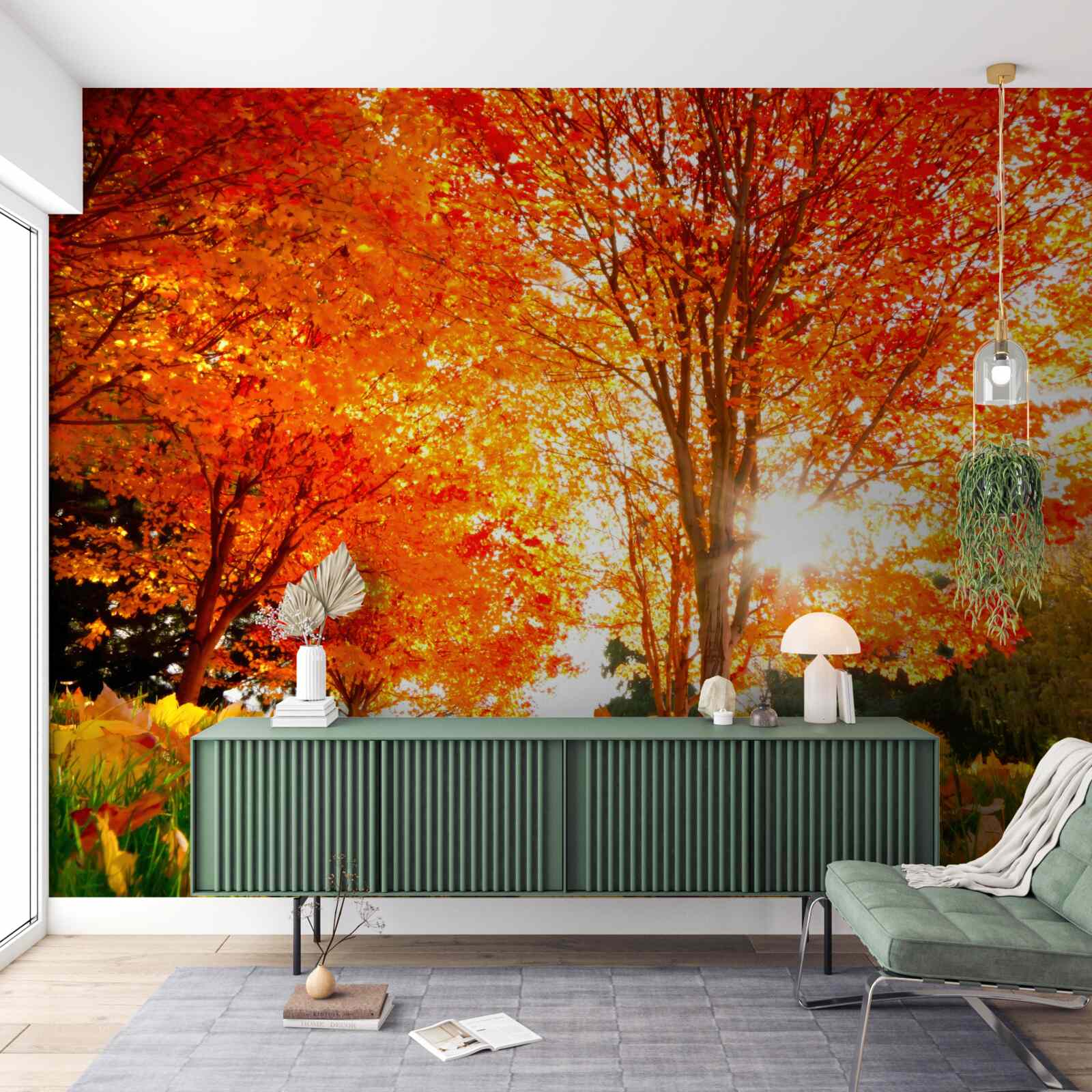 Fotobehang bos vol herfstkleuren