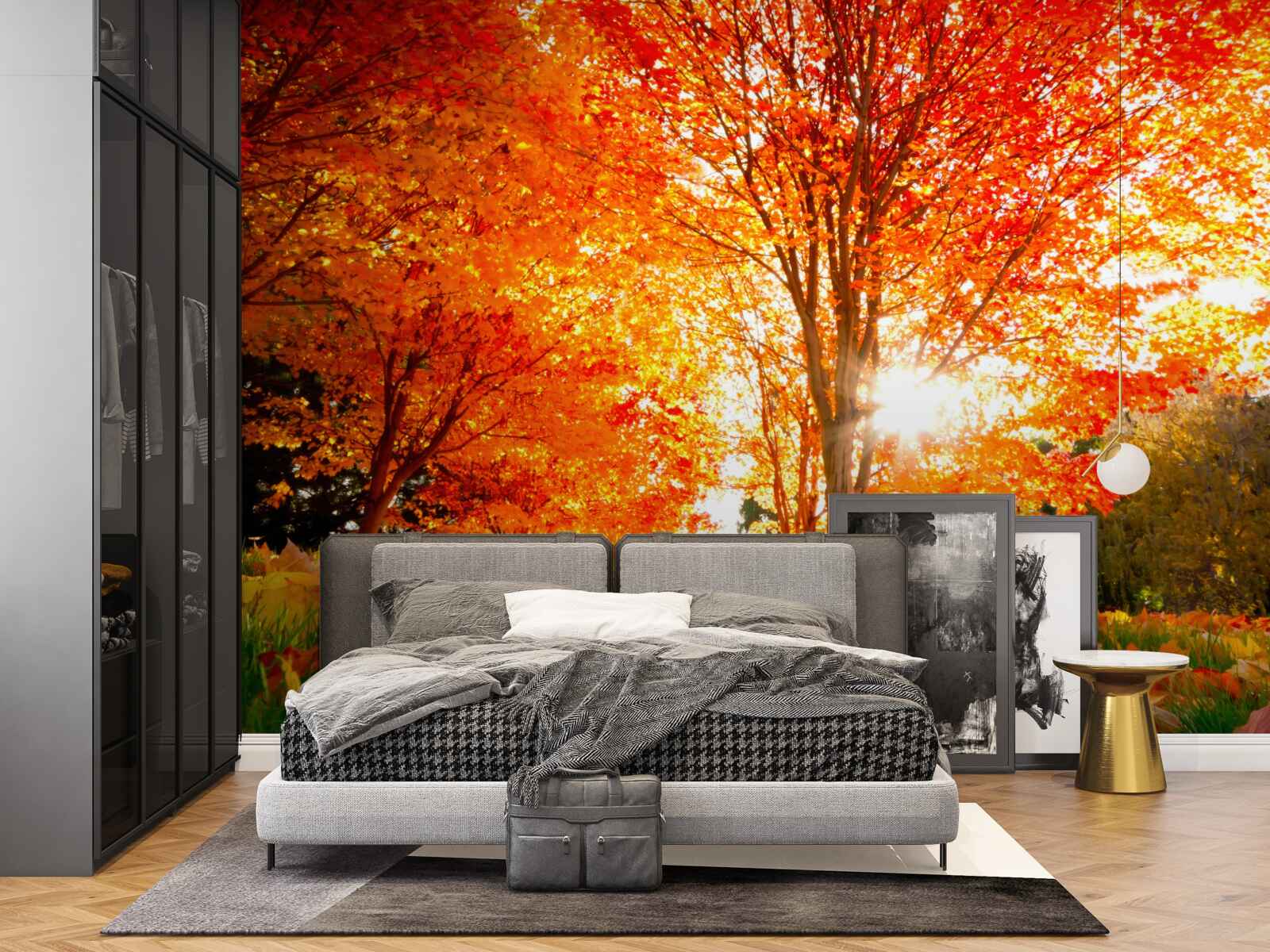 Fotobehang bos vol herfstkleuren