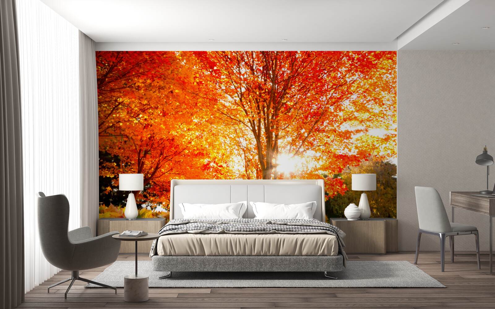 Fotobehang bos vol herfstkleuren