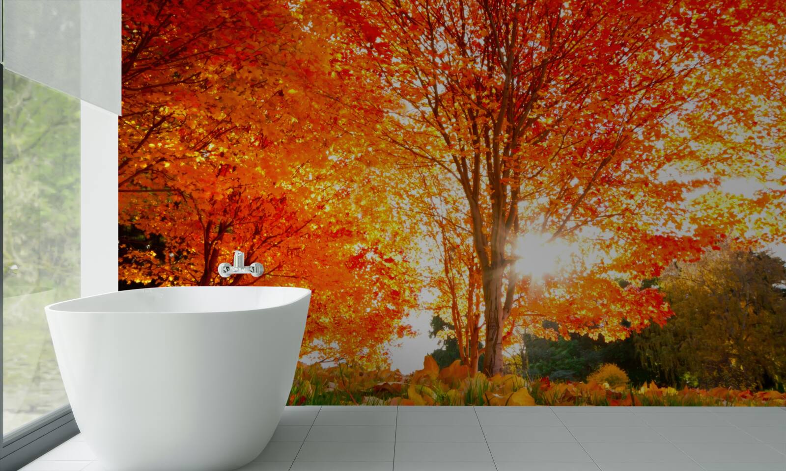 Fotobehang bos vol herfstkleuren