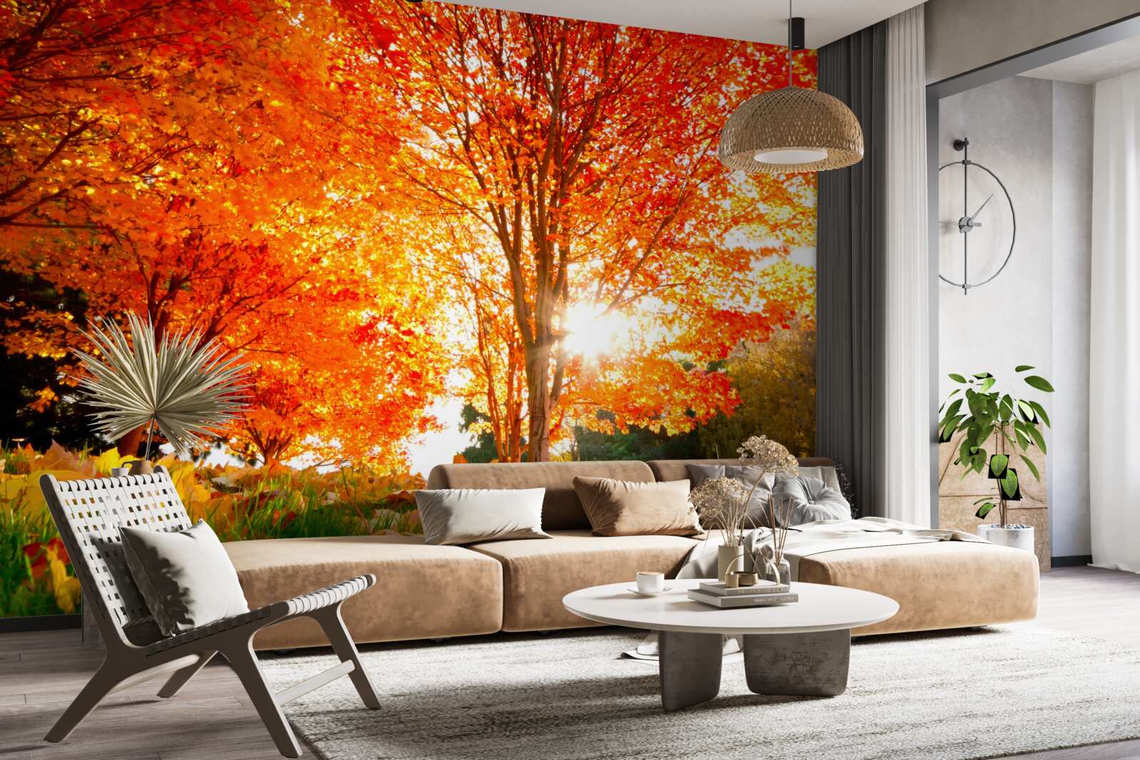 Fotobehang bos vol herfstkleuren