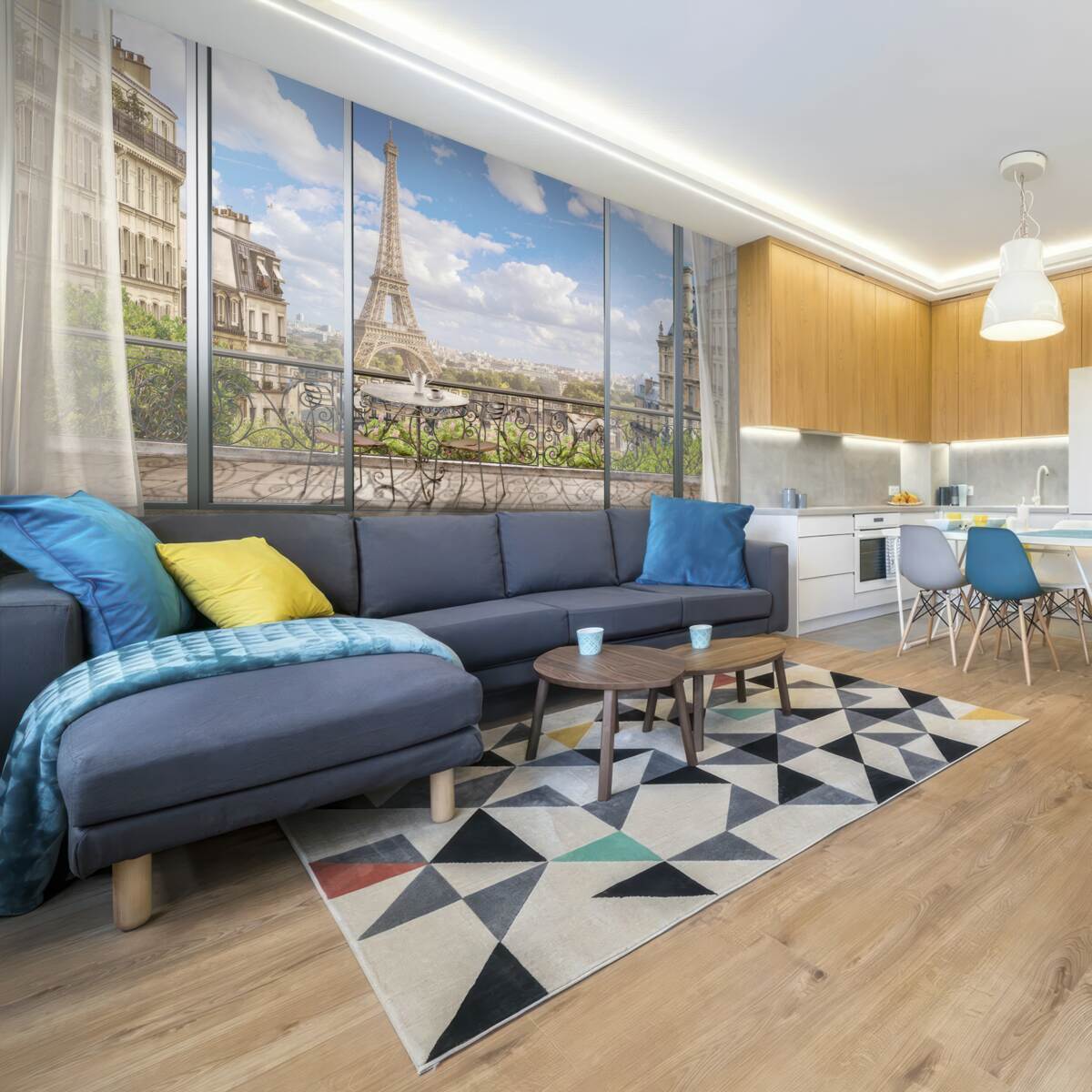 Fotobehang uitzicht op de eiffeltoren vanaf het balkon