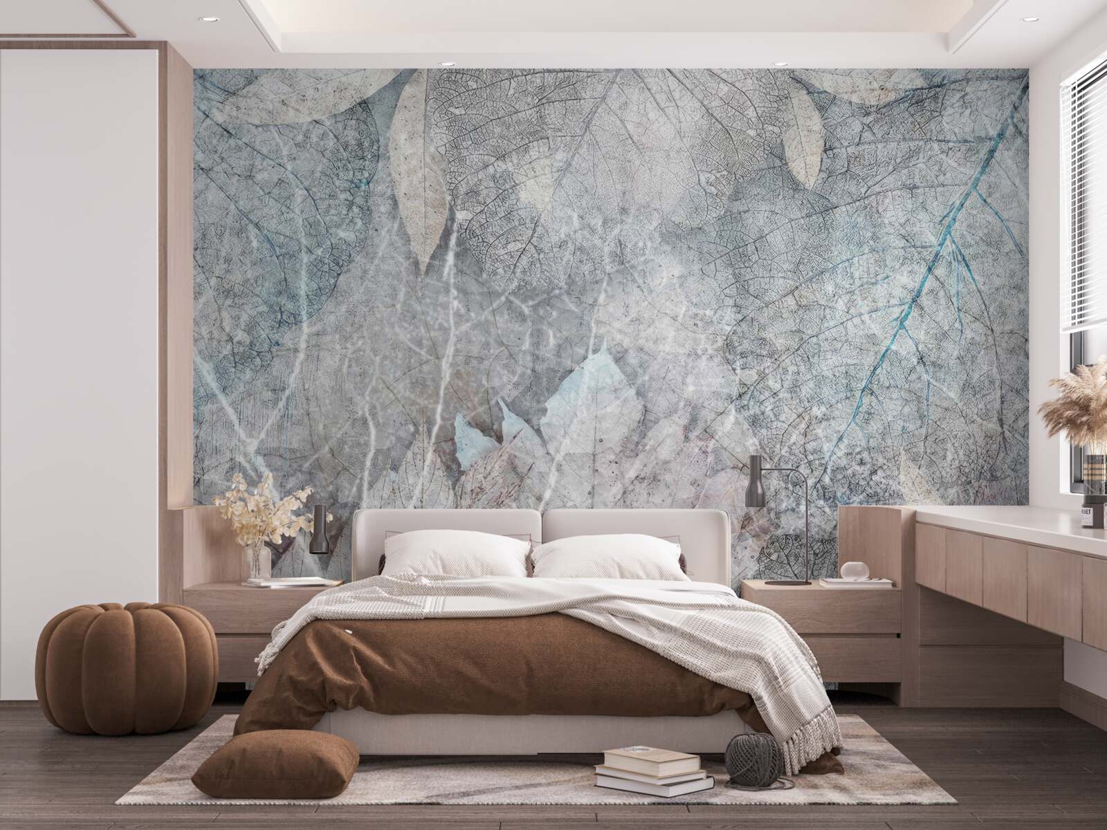 Fotobehang verzameling gedroogde planten op grijze achtergrond