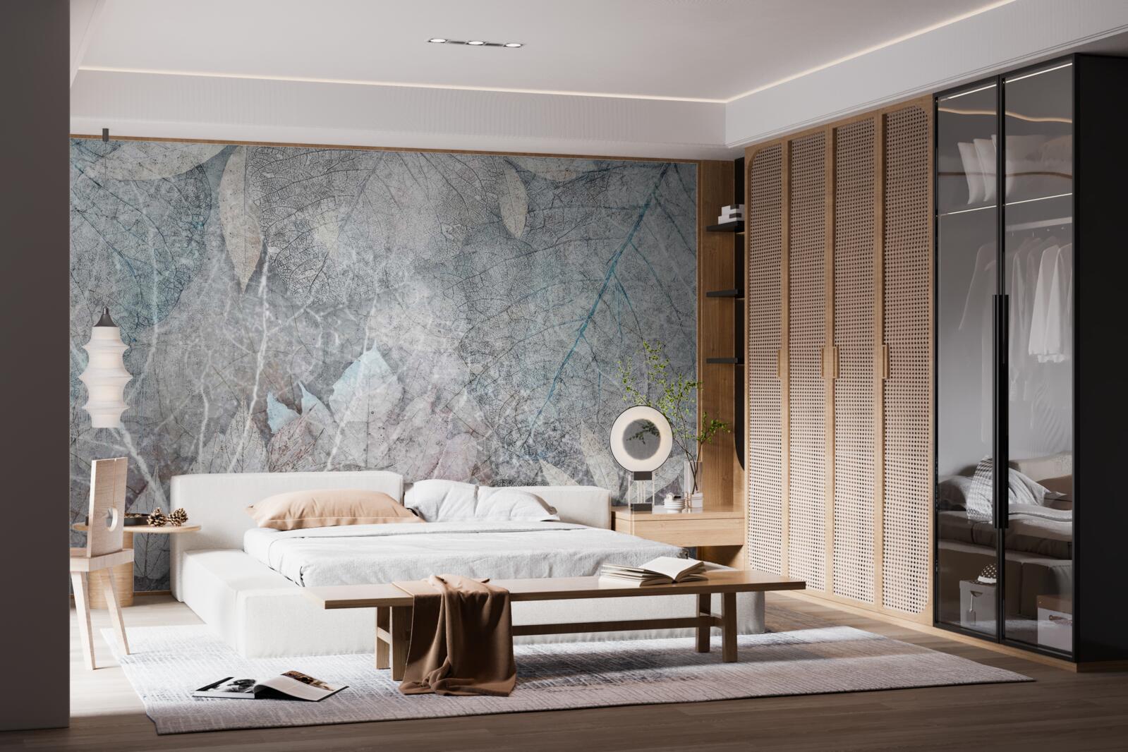 Fotobehang verzameling gedroogde planten op grijze achtergrond