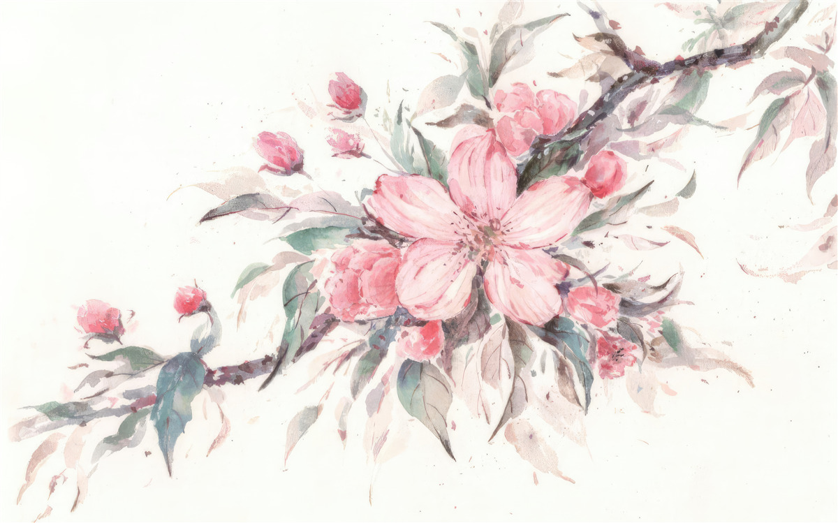 Fotobehang tak met een bloeiende roze bloem