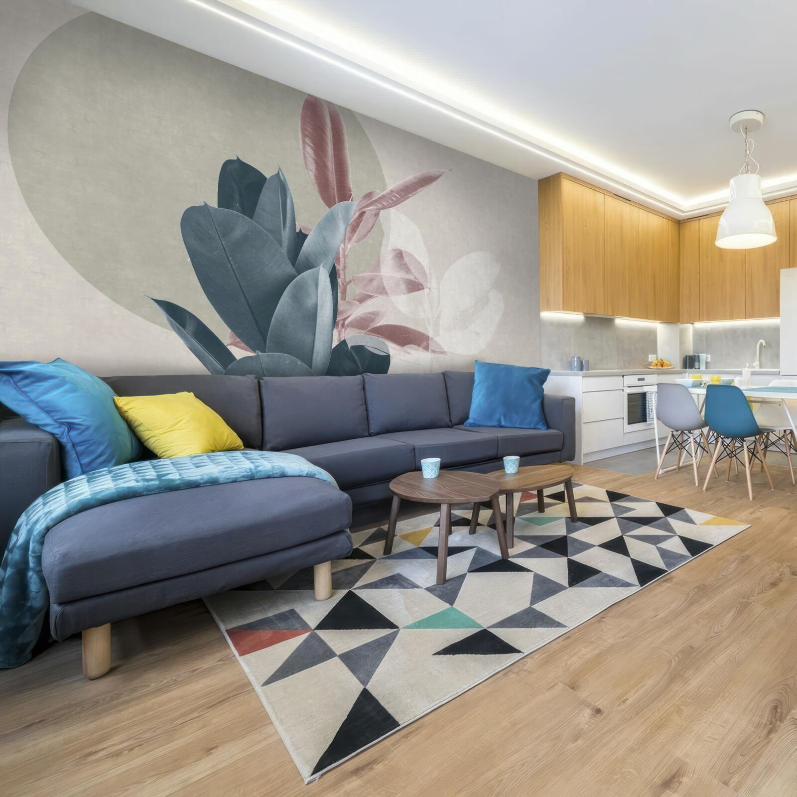 Fotobehang vijgenboom tegen een grijze muur