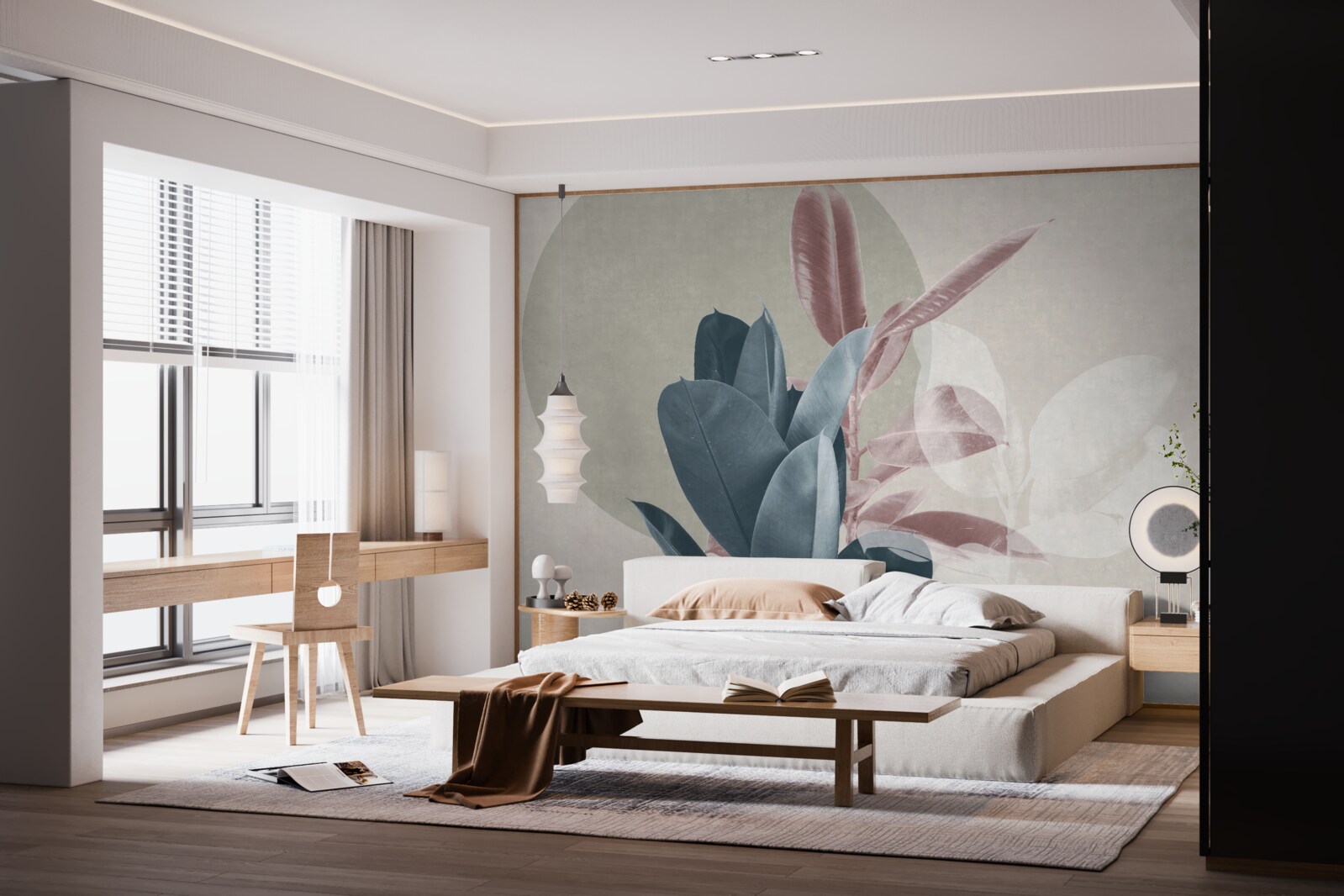 Fotobehang vijgenboom tegen een grijze muur