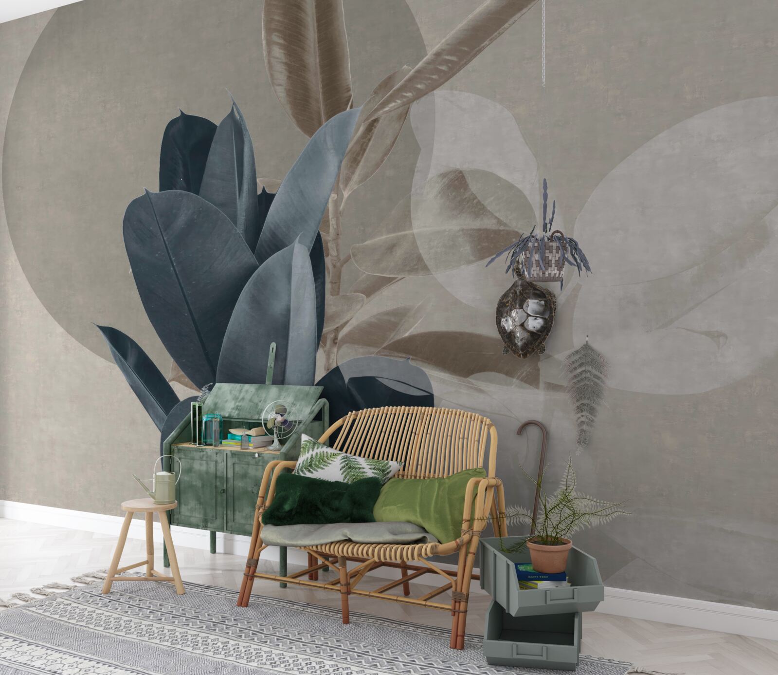 Fotobehang kamerplant bij de muur