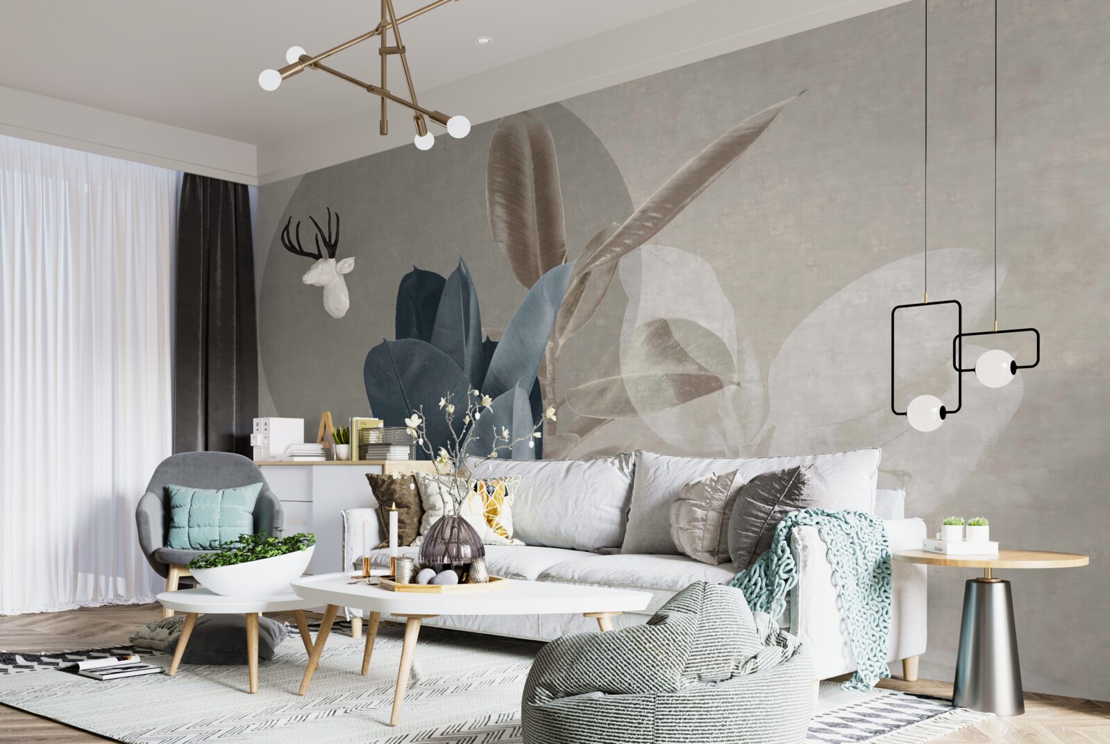 Fotobehang kamerplant bij de muur