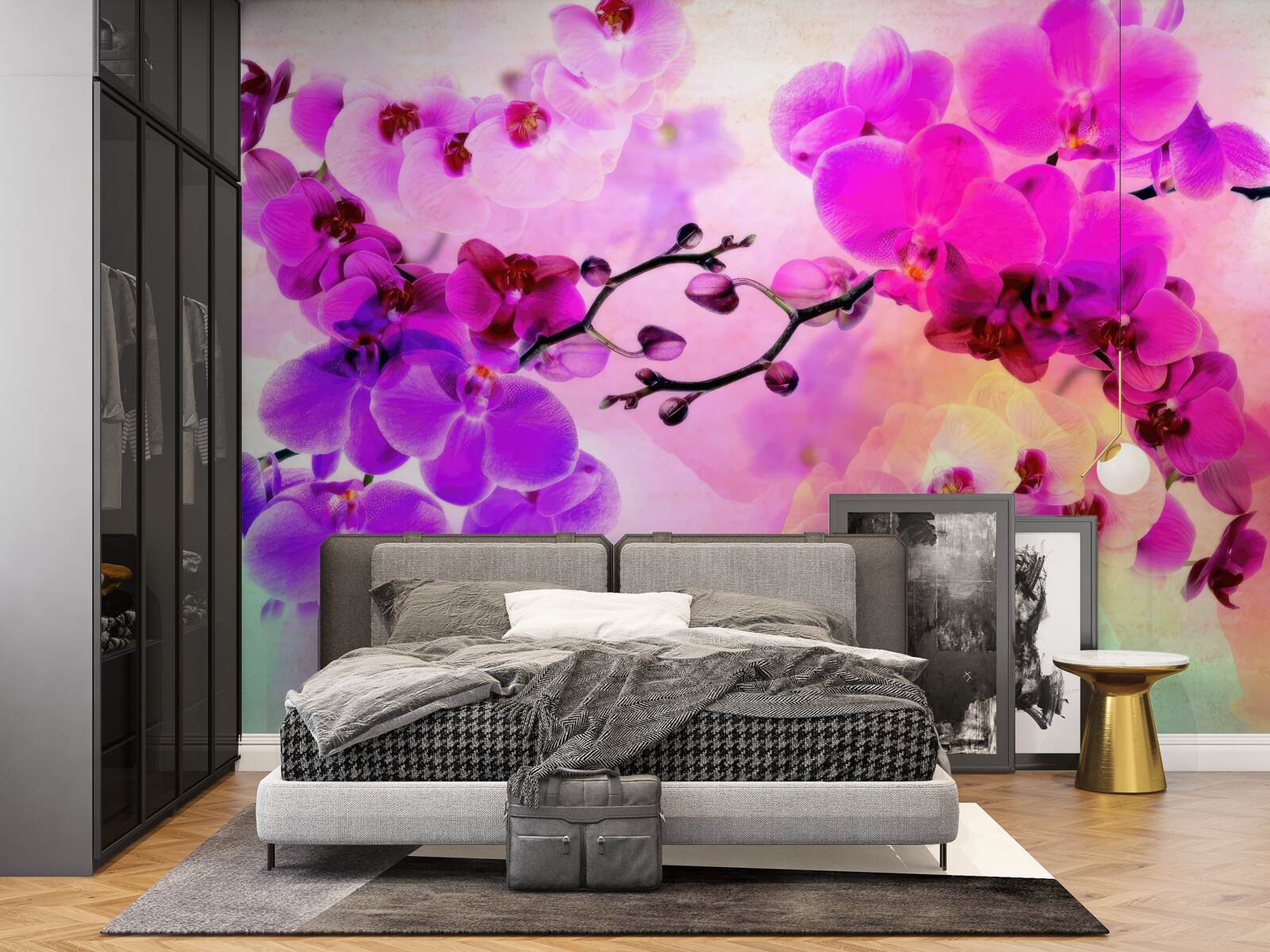 Fotobehang orchideeën in alle tinten van de regenboog