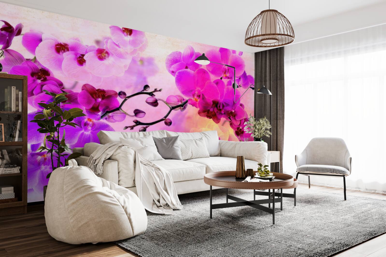 Fotobehang orchideeën in alle tinten van de regenboog