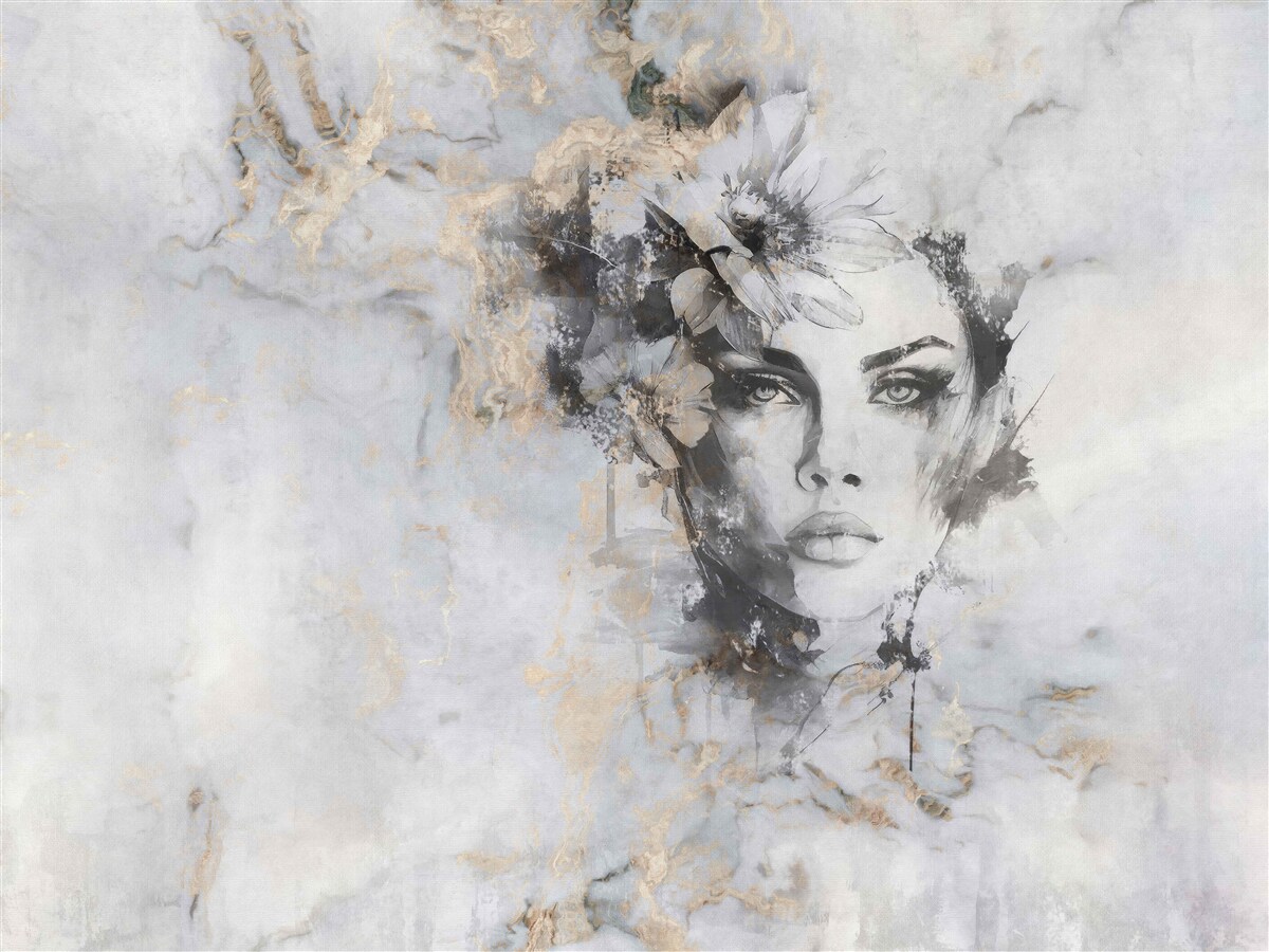 Fotobehang beeld van een meisje dat in de verte kijkt