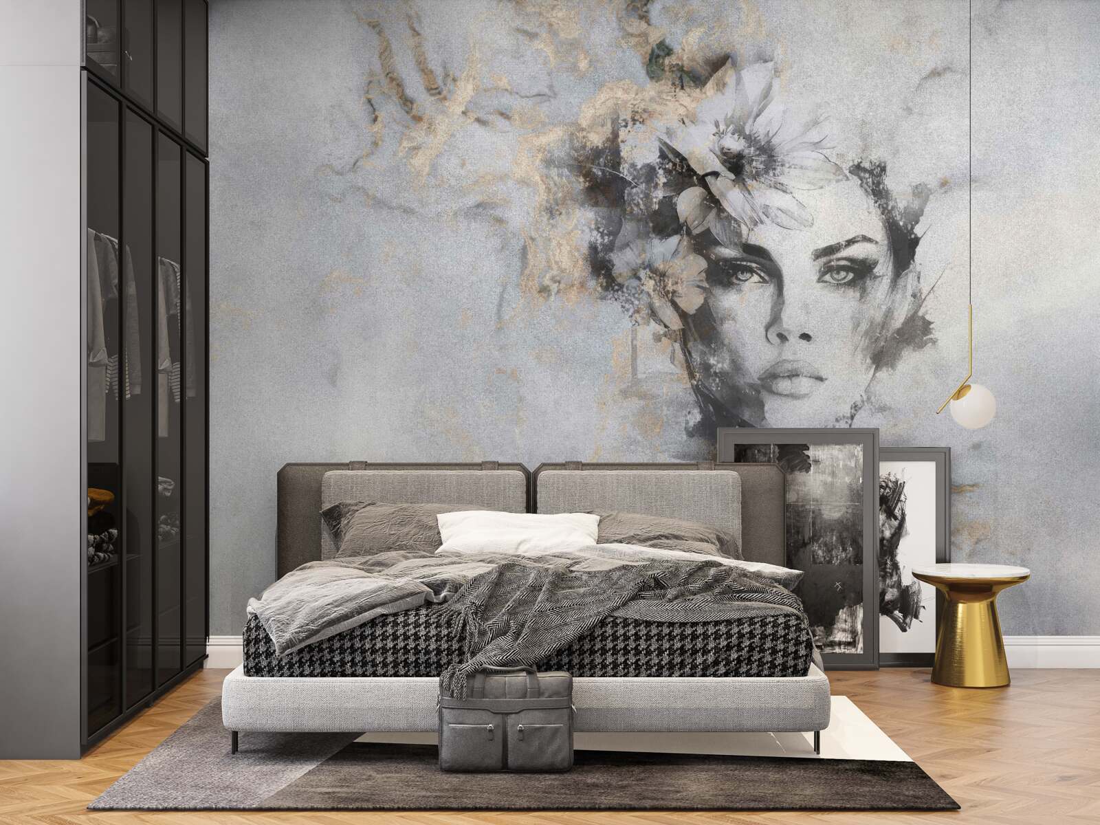 Fotobehang beeld van een meisje dat in de verte kijkt