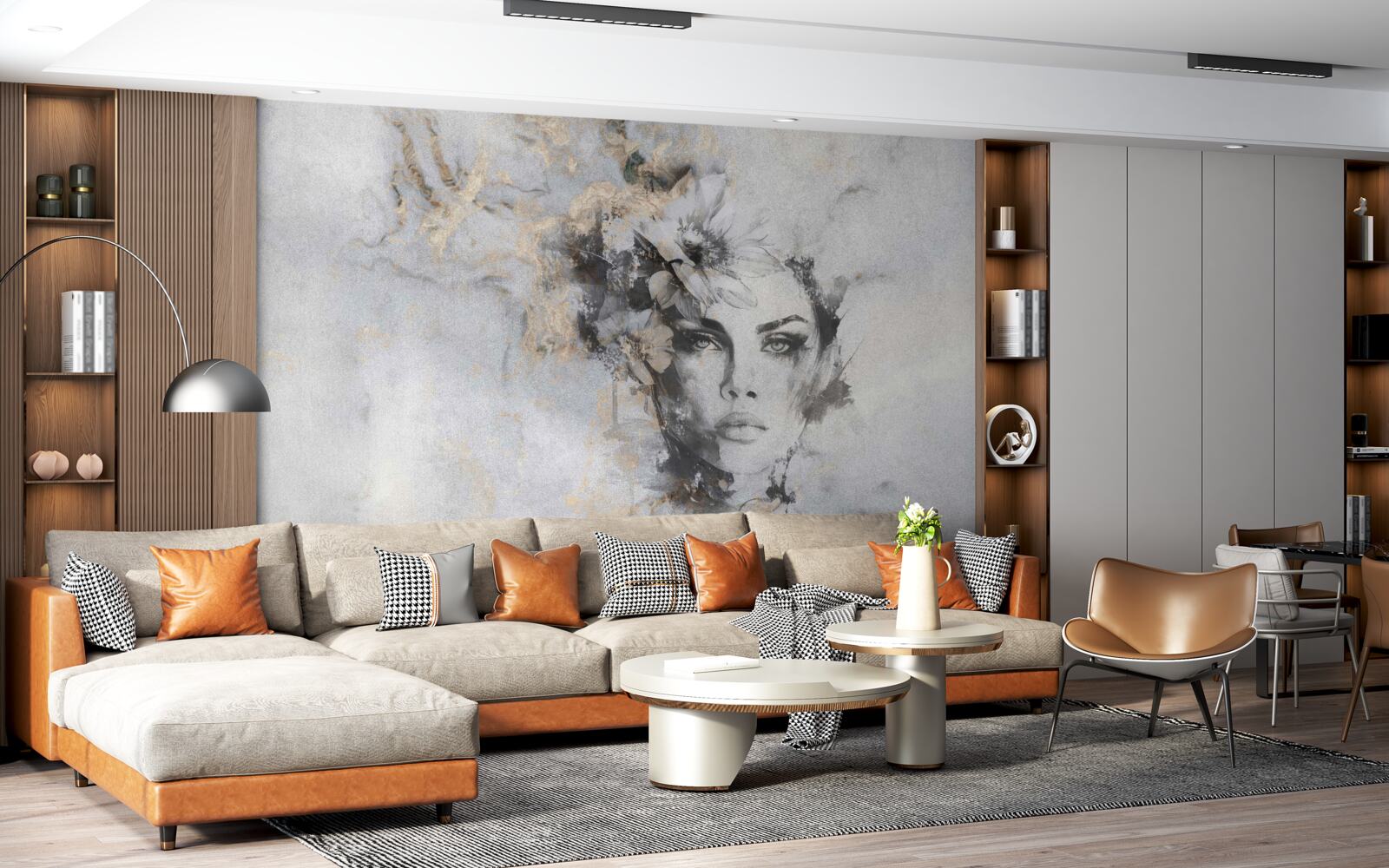 Fotobehang beeld van een meisje dat in de verte kijkt