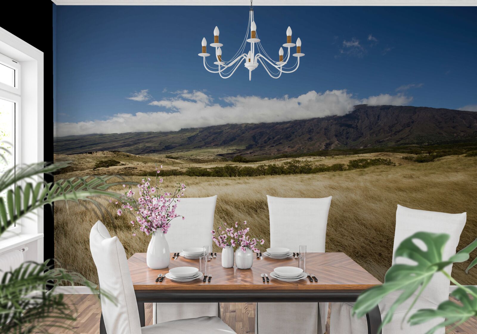 Fotobehang savanne met weelderig gras