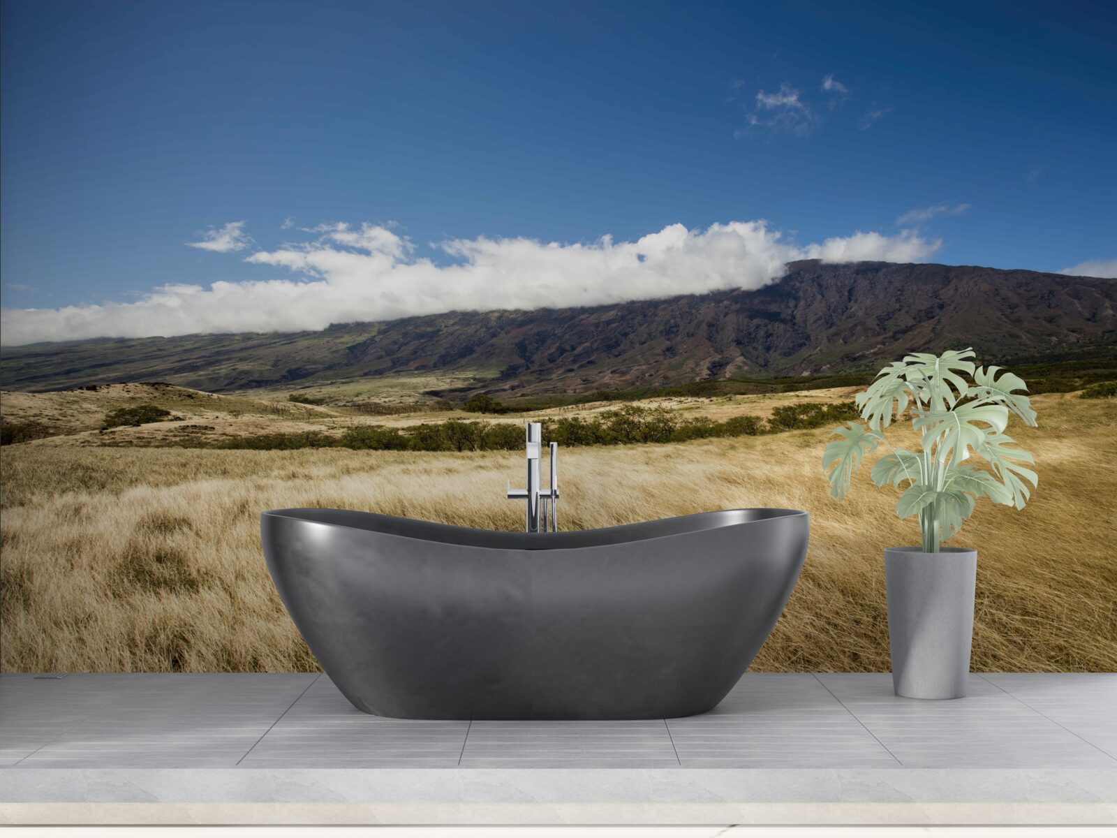 Fotobehang savanne met weelderig gras