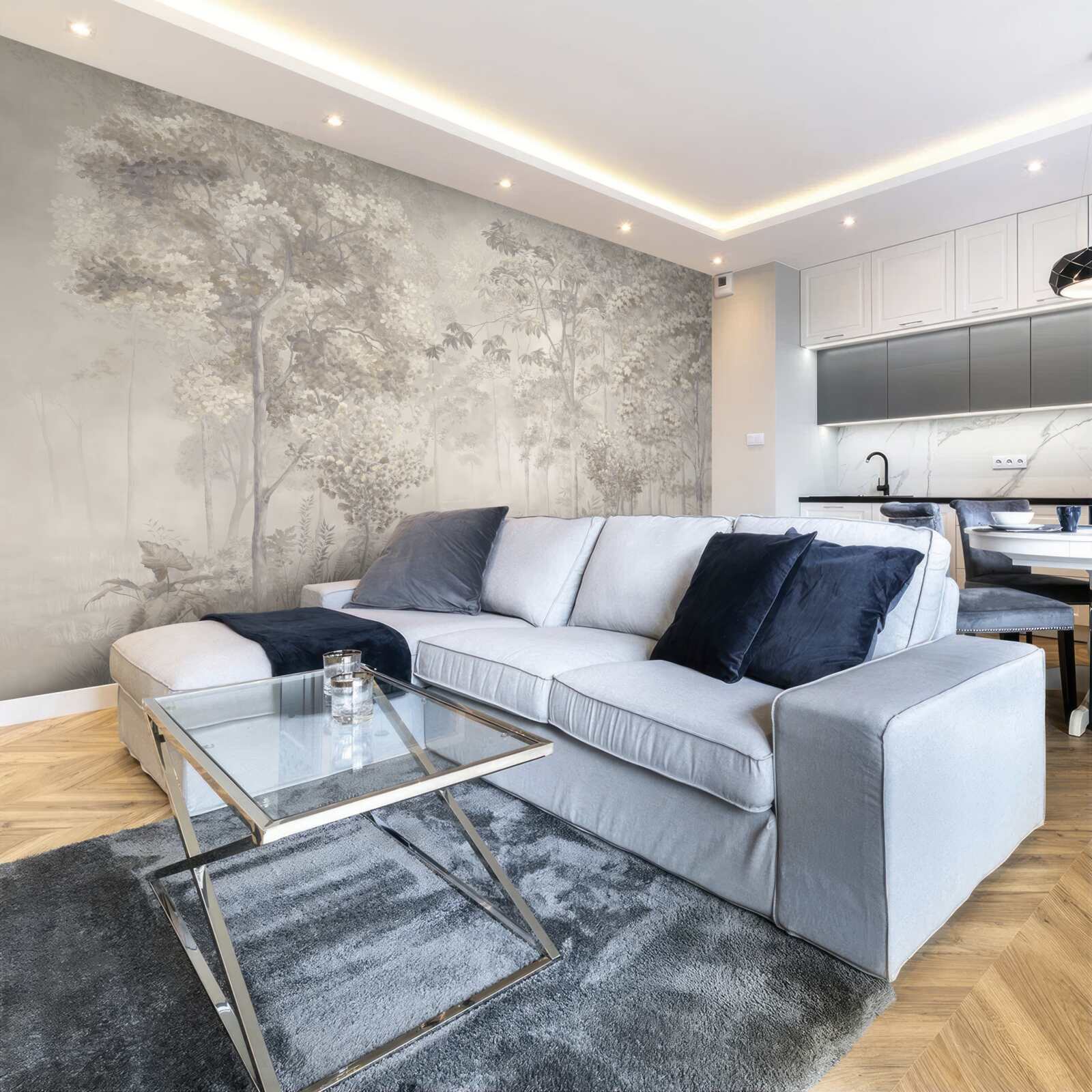 Fotobehang bosje ranke bomen