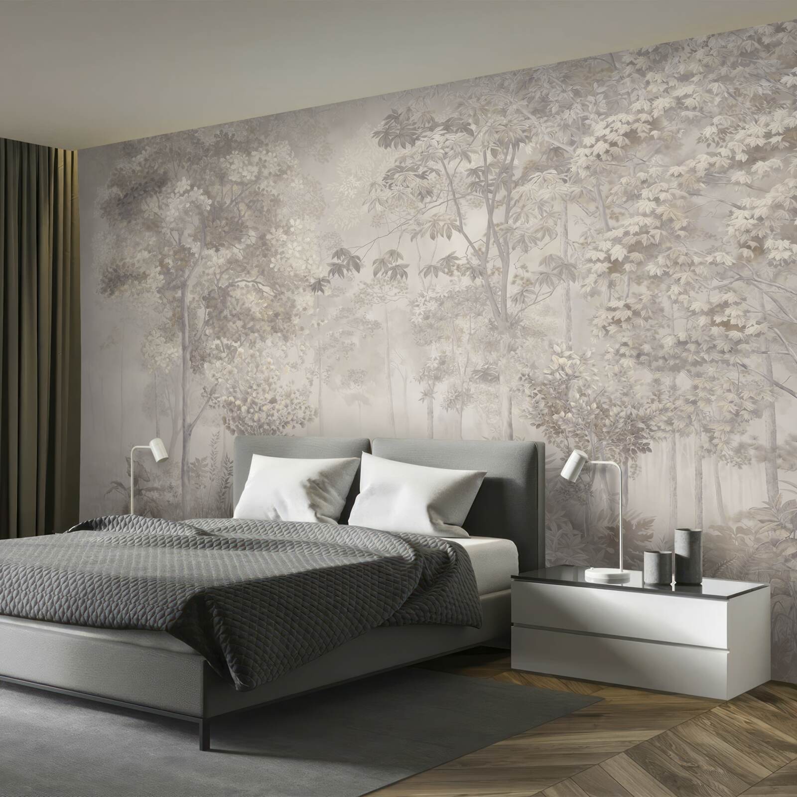 Fotobehang bosje ranke bomen