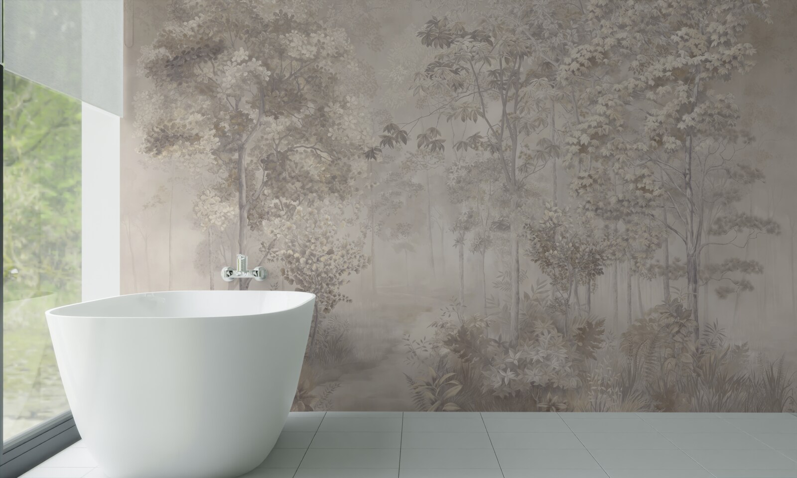 Fotobehang bosje ranke bomen