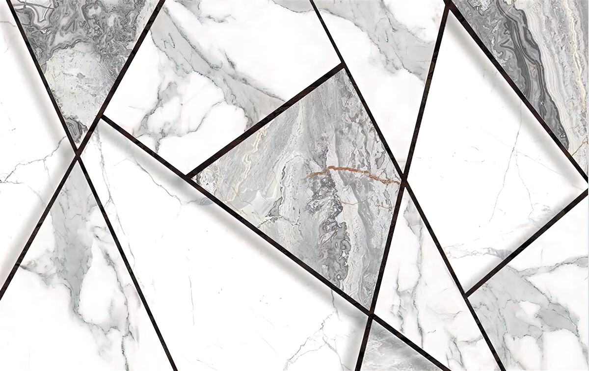 Fotobehang marmeren tegels in zwart en wit