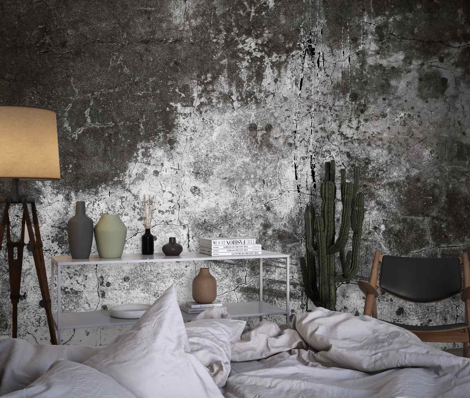 Fotobehang oude grijze muur