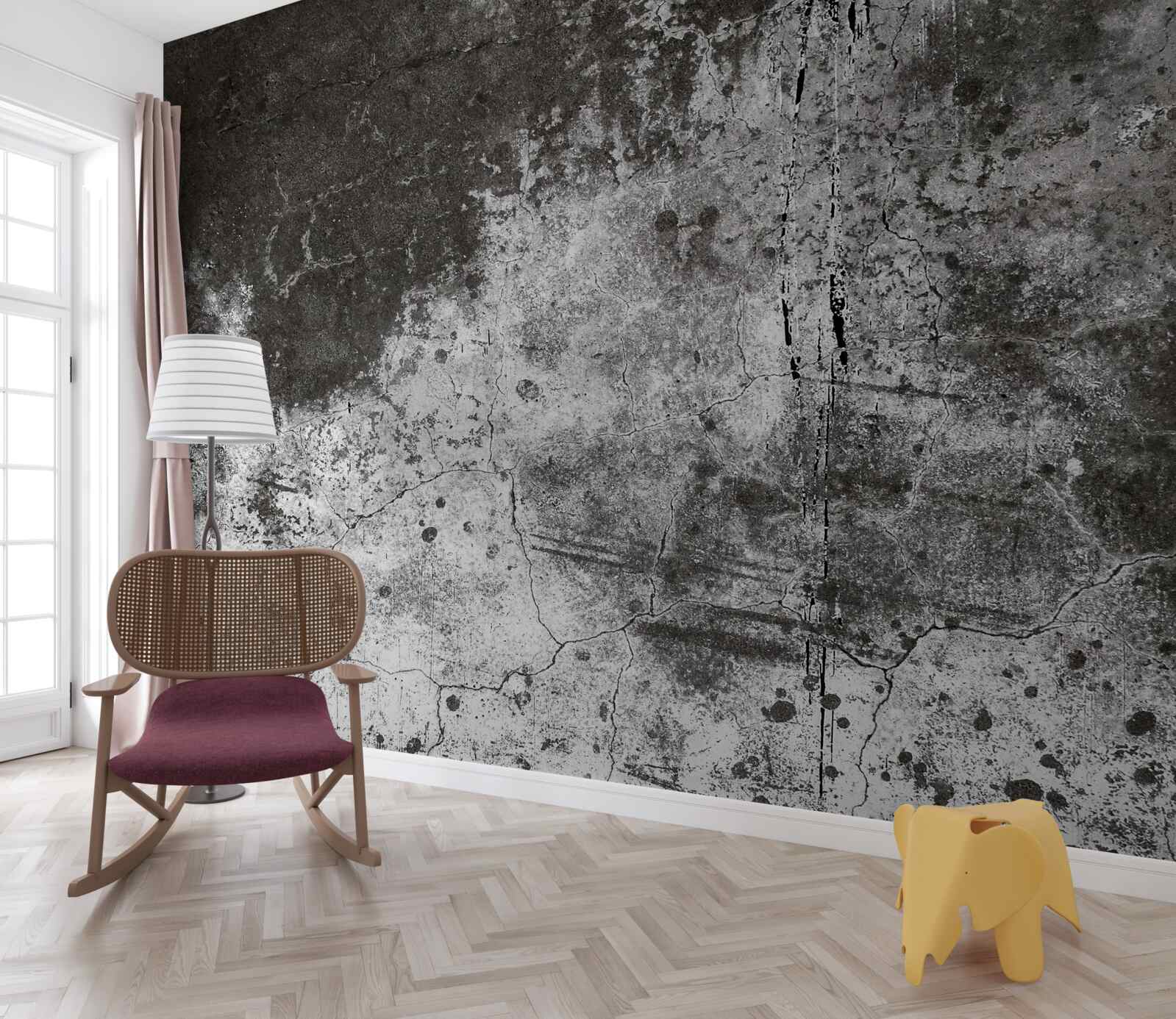 Fotobehang oude grijze muur