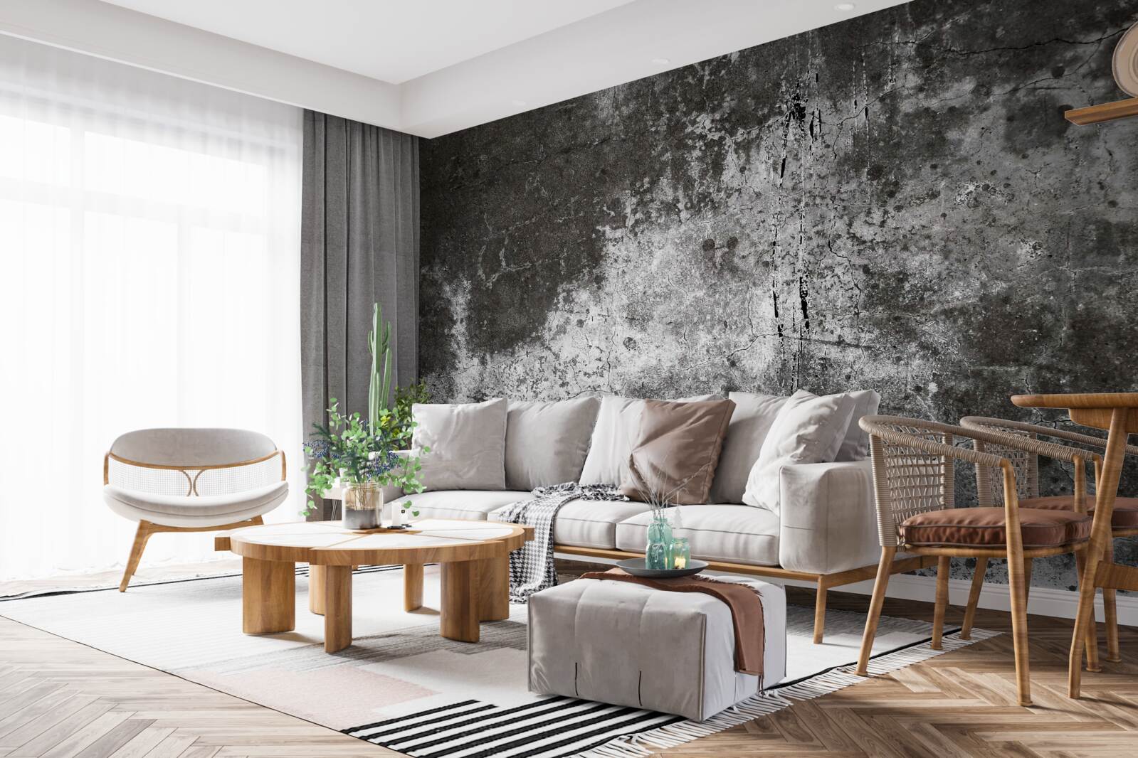 Fotobehang oude grijze muur