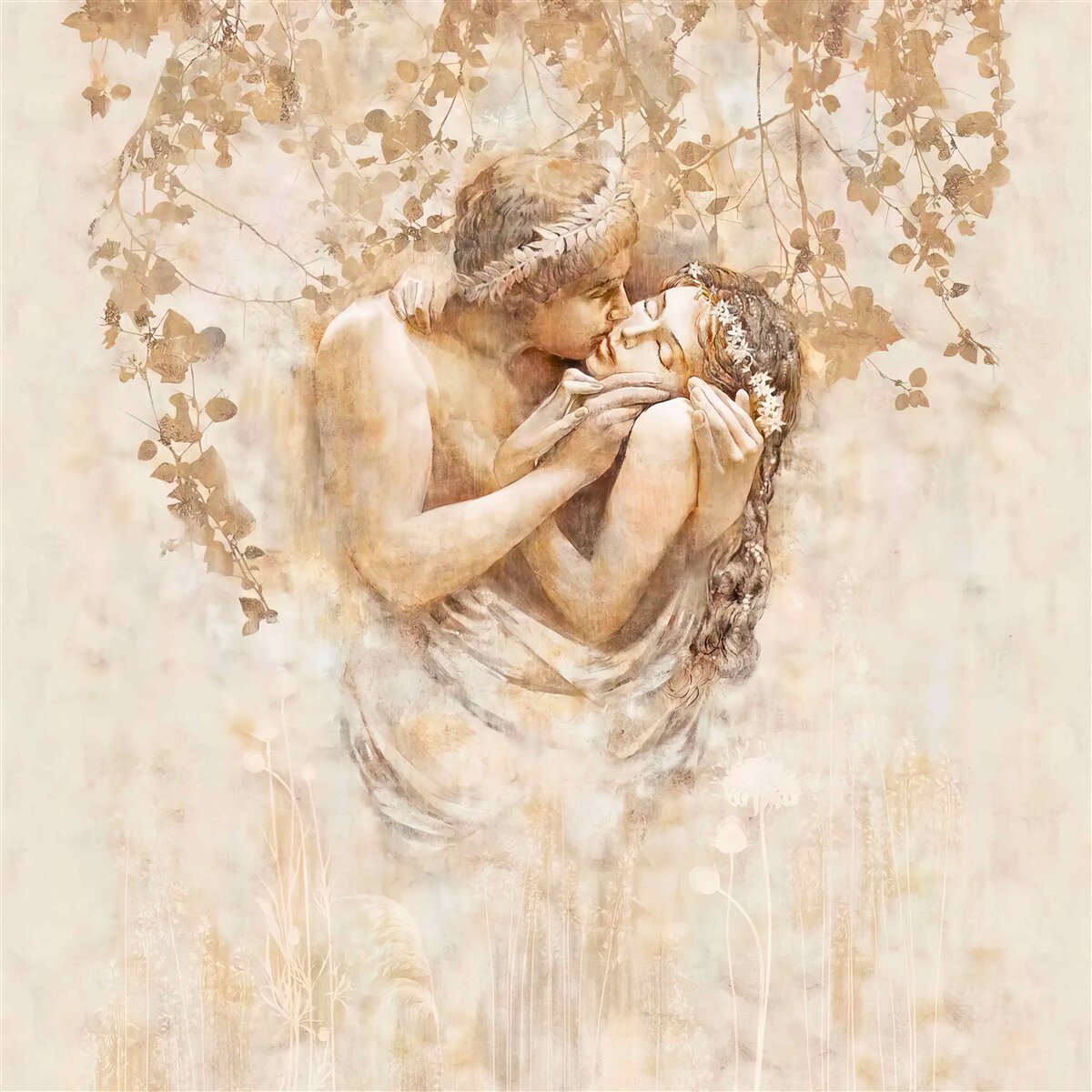 Fotobehang jonge man kust meisje