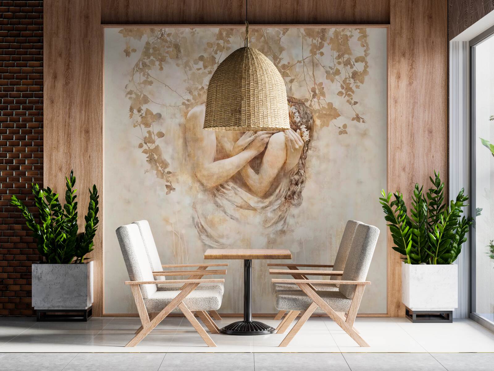 Fotobehang jonge man kust meisje