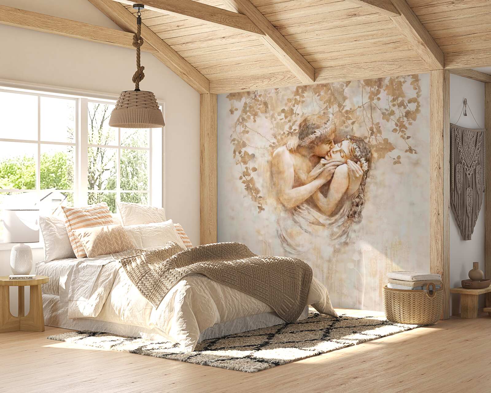 Fotobehang jonge man kust meisje