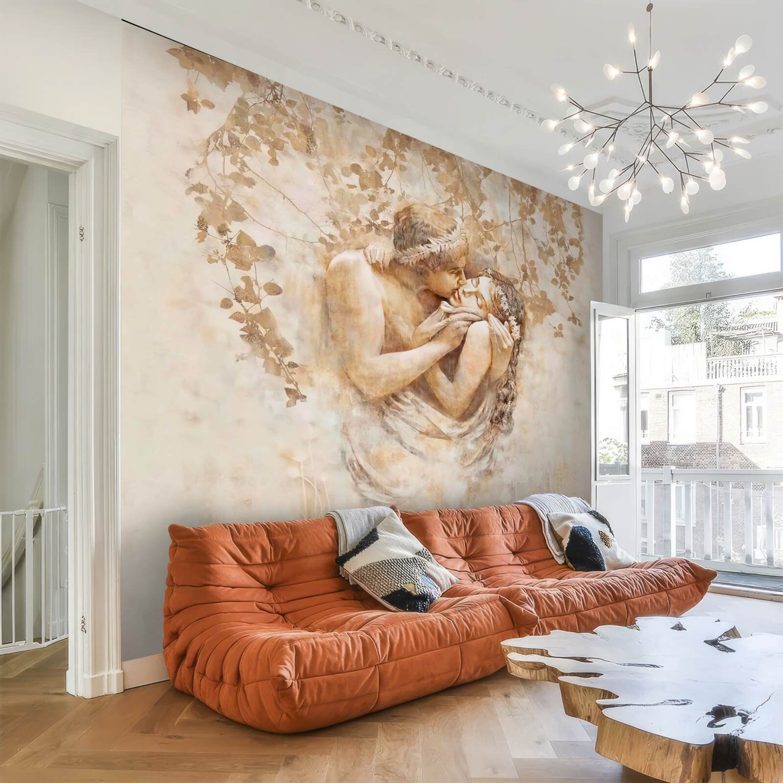 Fotobehang jonge man kust meisje