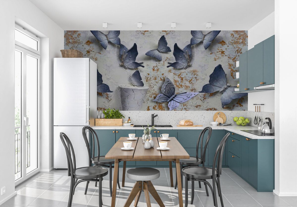 Fotobehang grote blauwe vlinders