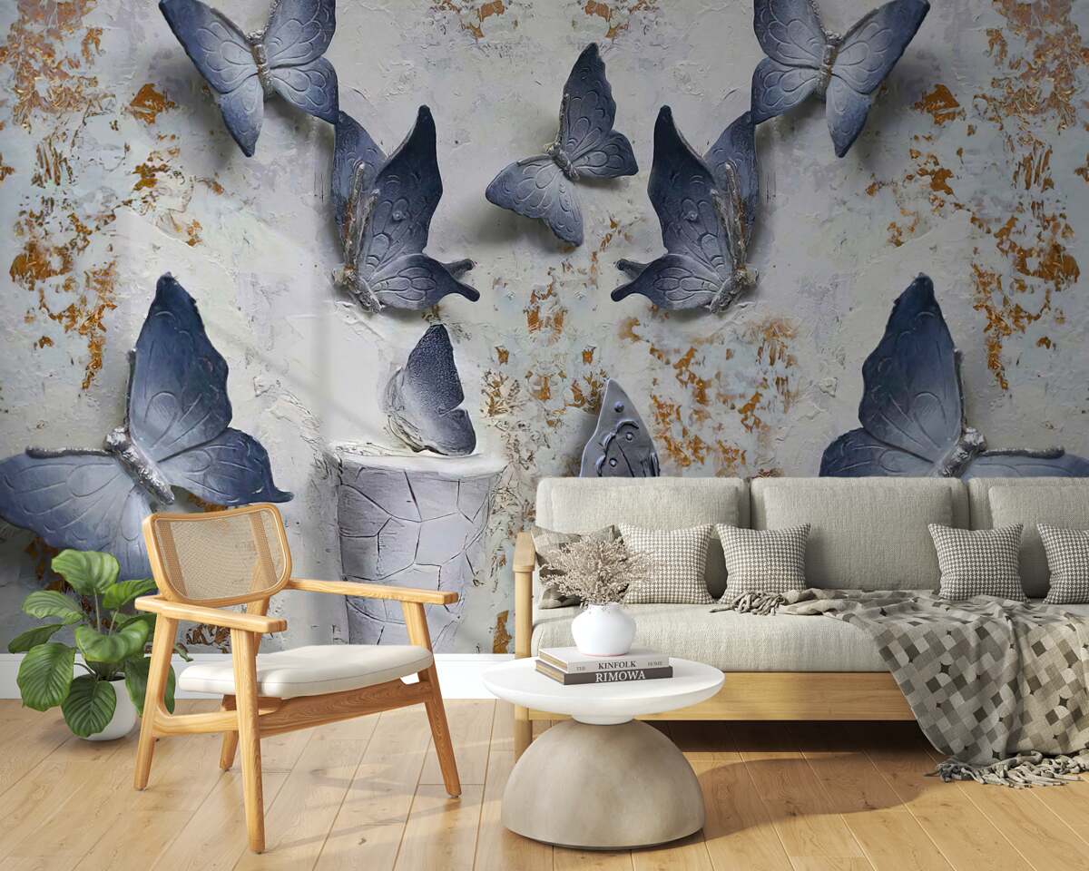 Fotobehang grote blauwe vlinders