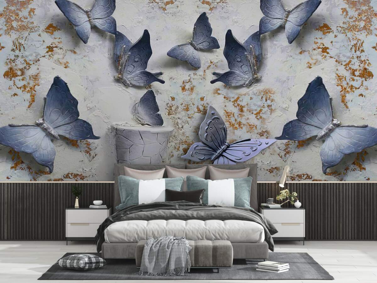 Fotobehang grote blauwe vlinders